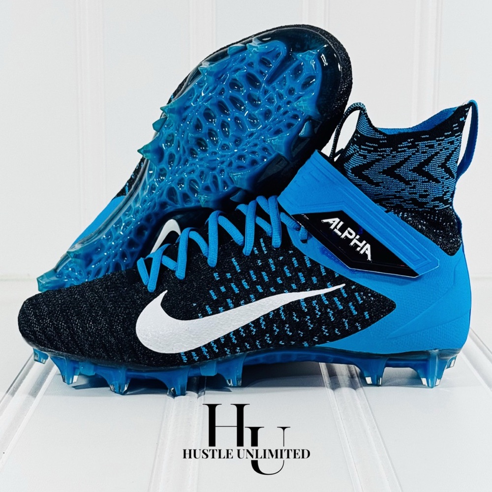 Nike Alpha Menace Elite 2 Flyknit ‘Carolina Blue’ Football Cleats Mens Size 10.5